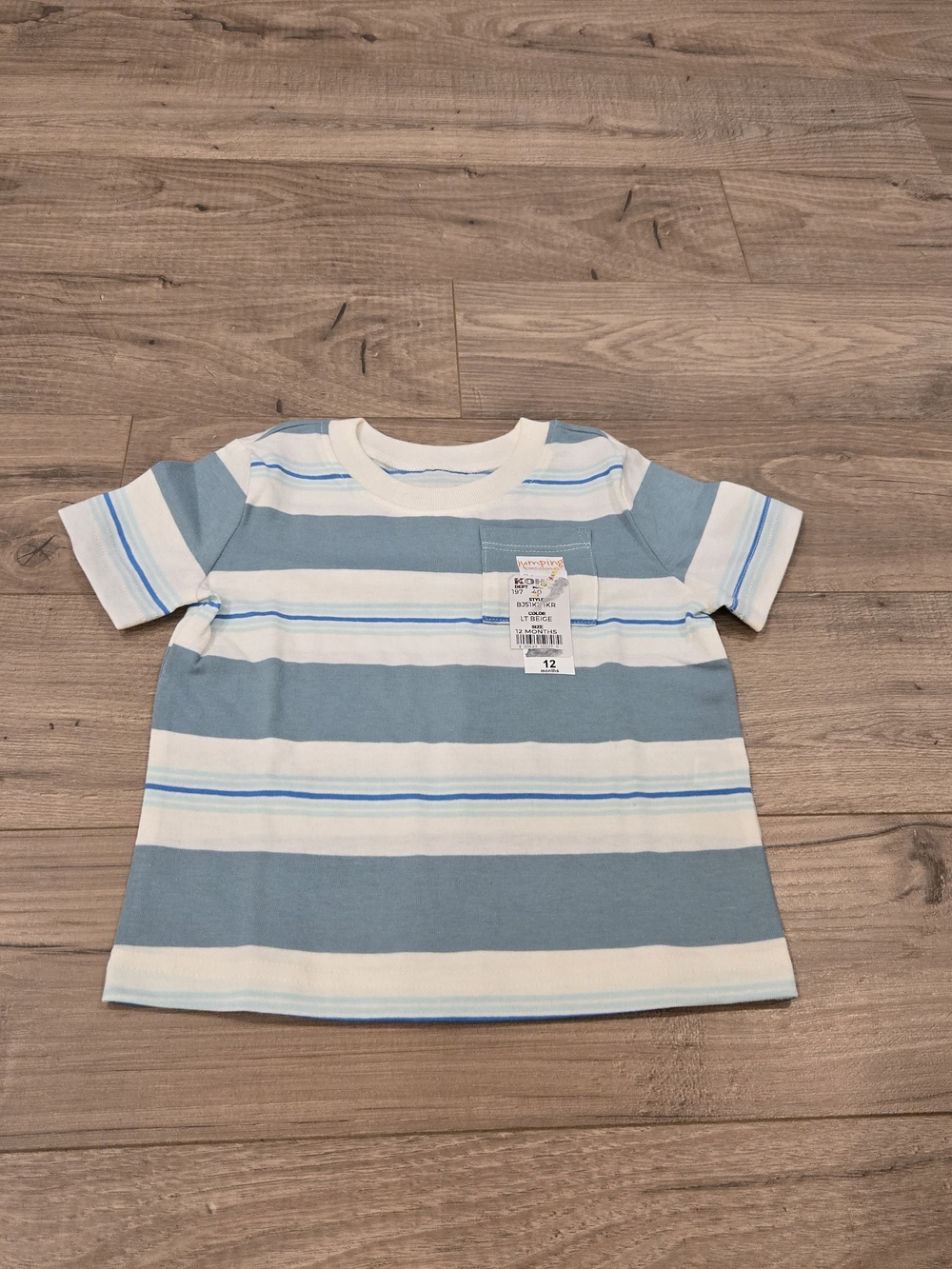 Jumping Beans Baby Boy Blue Striped Short Sleeve Pocket Shirt NWT 12 Months